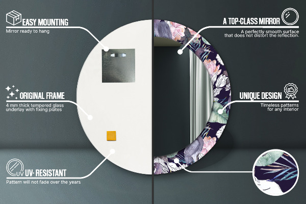 Miroir rond imprimé Caps birds