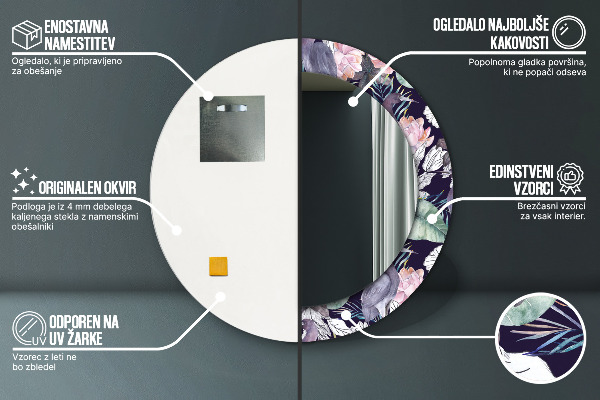 Miroir rond imprimé Caps birds