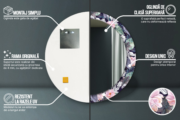 Miroir rond imprimé Caps birds