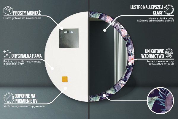 Miroir rond imprimé Caps birds