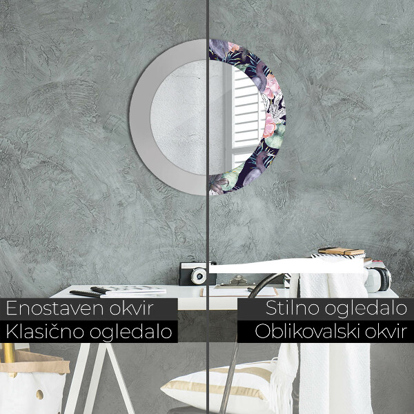 Miroir rond imprimé Caps birds