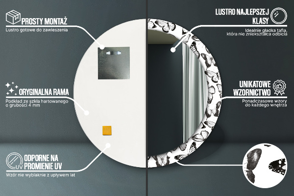 Miroir rond imprimé Papillon