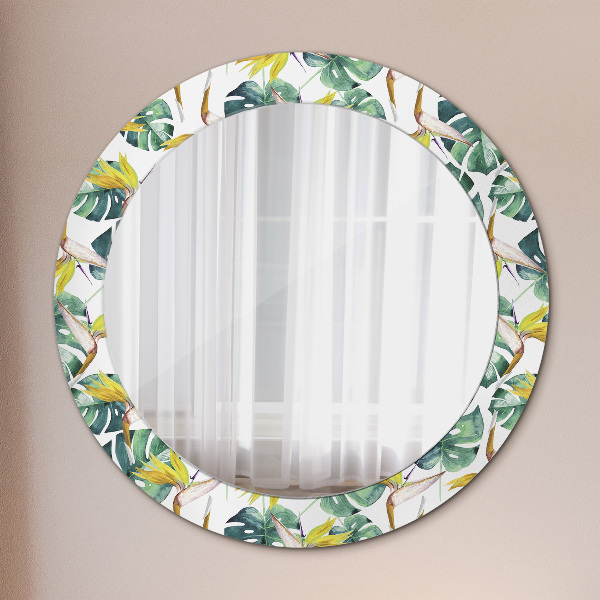 Miroir rond imprimé Feuilles tropicales