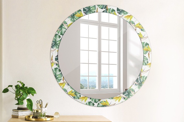 Miroir rond imprimé Feuilles tropicales