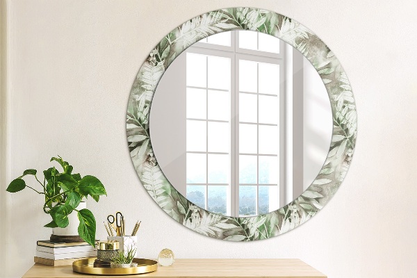 Miroir rond imprimé Feuilles d'aquarelle