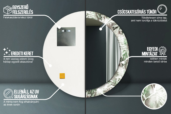 Miroir rond imprimé Feuilles d'aquarelle