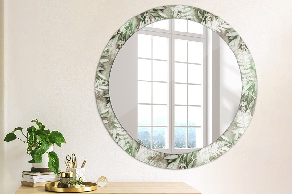 Miroir rond imprimé Feuilles d'aquarelle