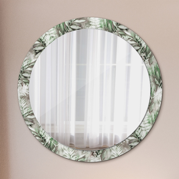 Miroir rond imprimé Feuilles d'aquarelle