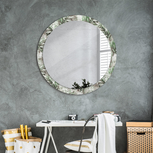 Miroir rond imprimé Feuilles d'aquarelle