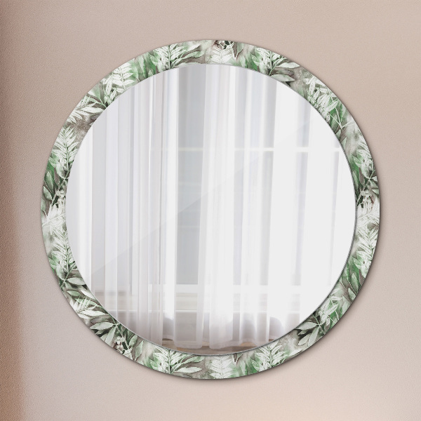 Miroir rond imprimé Feuilles d'aquarelle