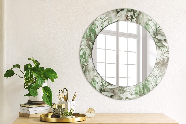 Miroir rond imprimé Feuilles d'aquarelle
