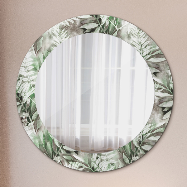 Miroir rond imprimé Feuilles d'aquarelle