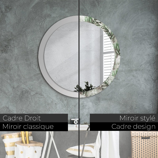 Miroir rond imprimé Feuilles d'aquarelle