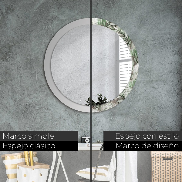 Miroir rond imprimé Feuilles d'aquarelle