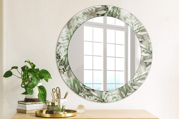 Miroir rond imprimé Feuilles d'aquarelle