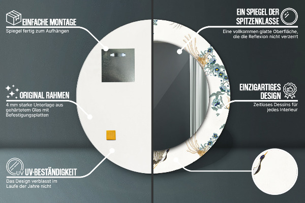 Miroir rond imprimé Chinoséries
