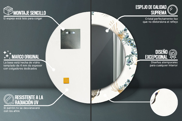 Miroir rond imprimé Chinoséries