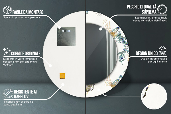 Miroir rond imprimé Chinoséries