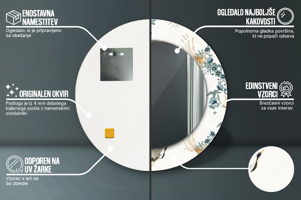 Miroir rond imprimé Chinoséries