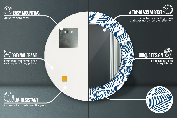 Miroir rond imprimé Feuilles