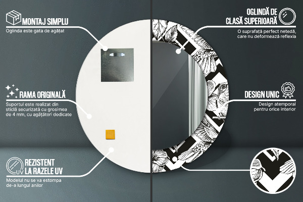 Miroir rond avec décoration Colibri