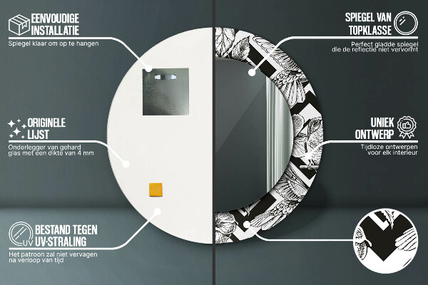 Miroir rond avec décoration Colibri