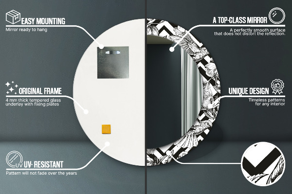 Miroir rond avec décoration Colibri