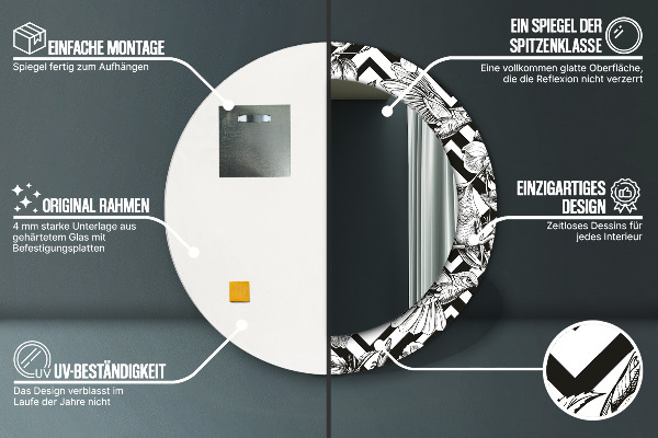 Miroir rond avec décoration Colibri