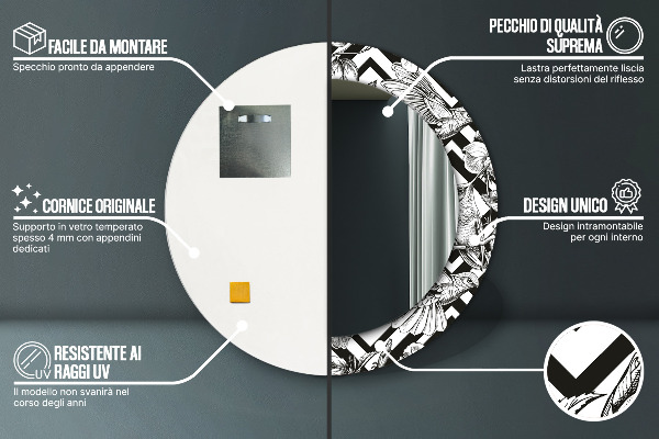 Miroir rond avec décoration Colibri