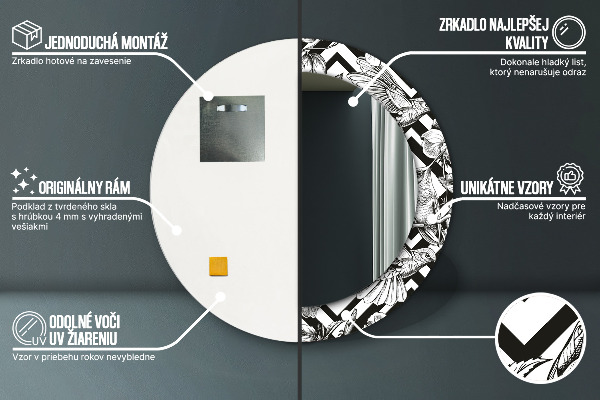 Miroir rond avec décoration Colibri