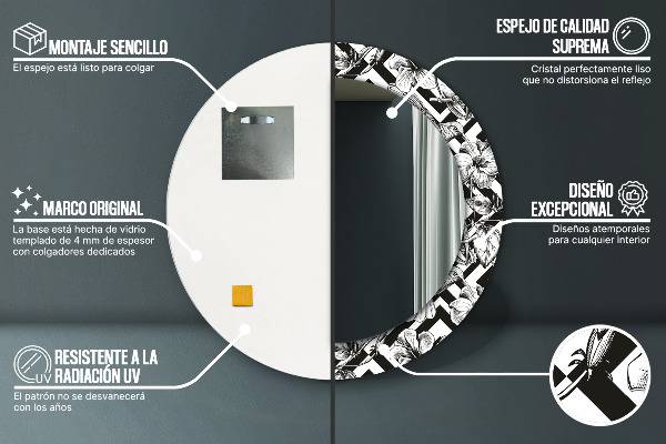Miroir rond avec décoration Colibri