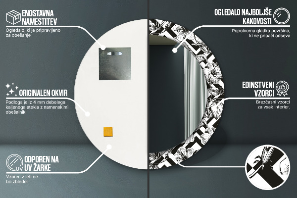 Miroir rond avec décoration Colibri