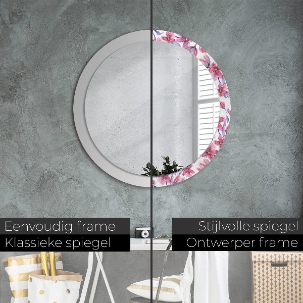 Miroir rond avec décoration Fleurs aquarelles