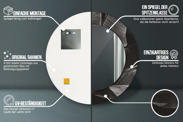 Miroir rond avec décoration Palmiers tropicaux