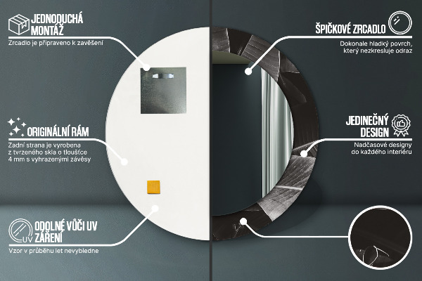 Miroir rond avec décoration Palmiers tropicaux