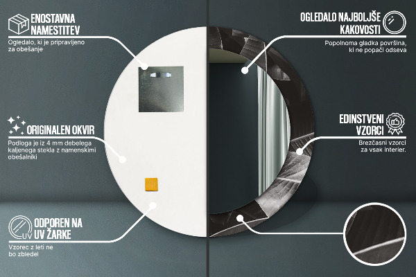 Miroir rond avec décoration Palmiers tropicaux