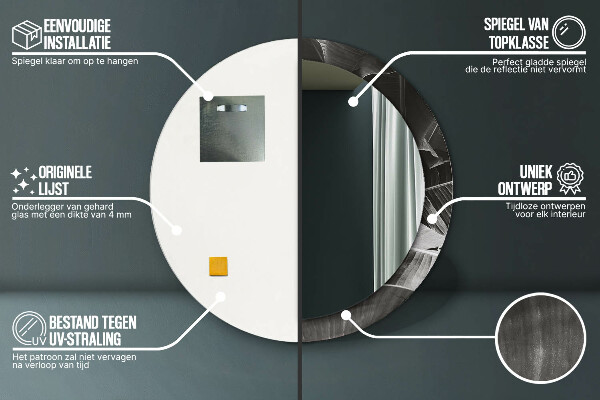 Miroir rond avec décoration Palmiers tropicaux