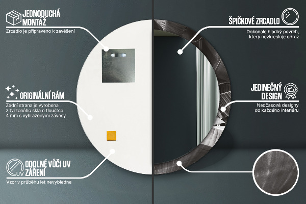 Miroir rond avec décoration Palmiers tropicaux