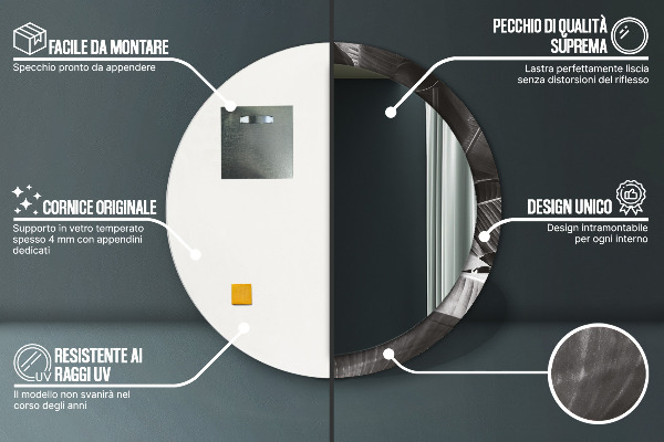 Miroir rond avec décoration Palmiers tropicaux
