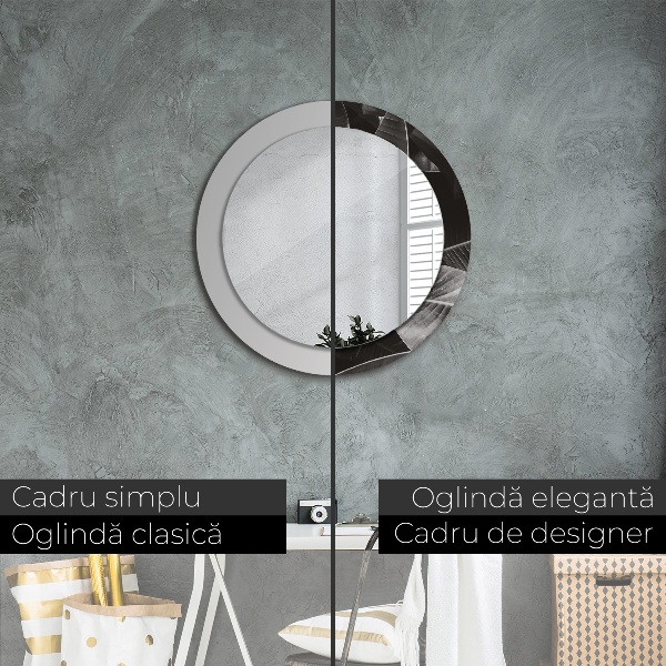 Miroir rond avec décoration Palmiers tropicaux