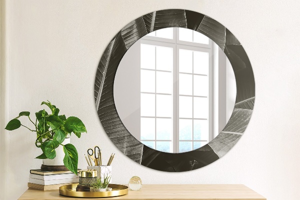 Miroir rond avec décoration Palmiers tropicaux