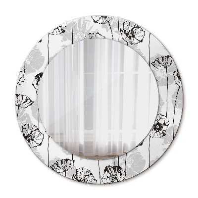 Miroir rond avec décoration Fleurs maki