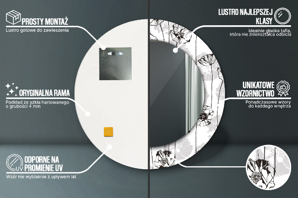 Miroir rond avec décoration Fleurs maki