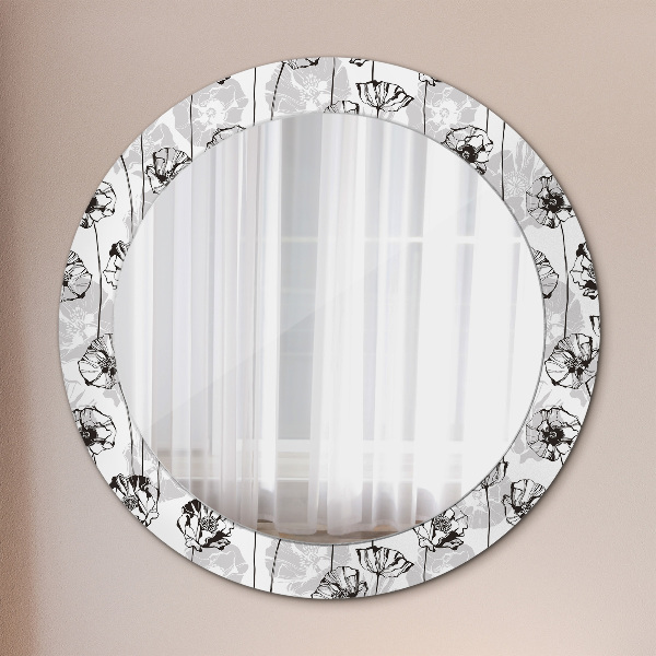 Miroir rond avec décoration Fleurs maki