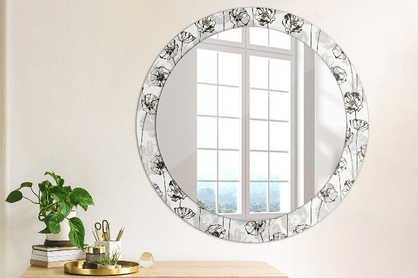 Miroir rond avec décoration Fleurs maki
