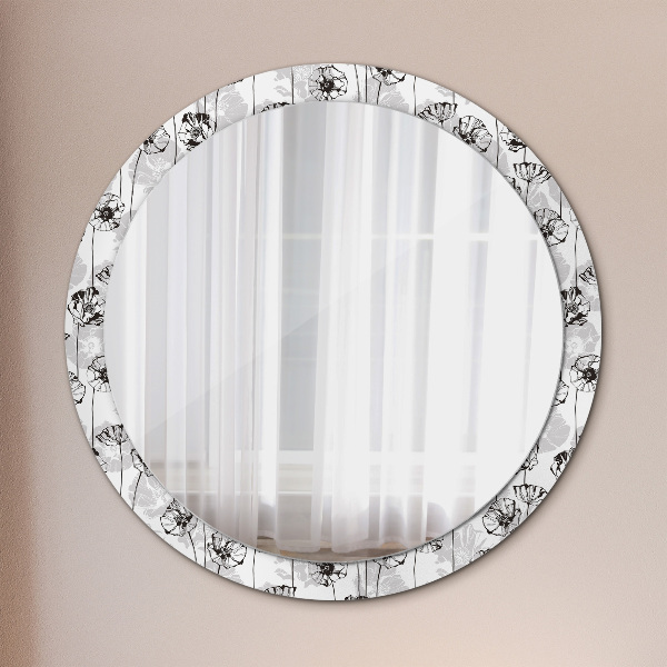 Miroir rond avec décoration Fleurs maki