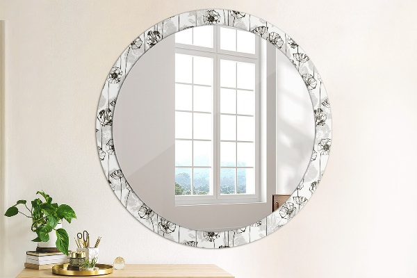 Miroir rond avec décoration Fleurs maki