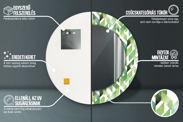 Miroir rond cadre avec impression Héristier
