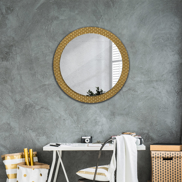 Miroir rond cadre avec impression Déco vintage