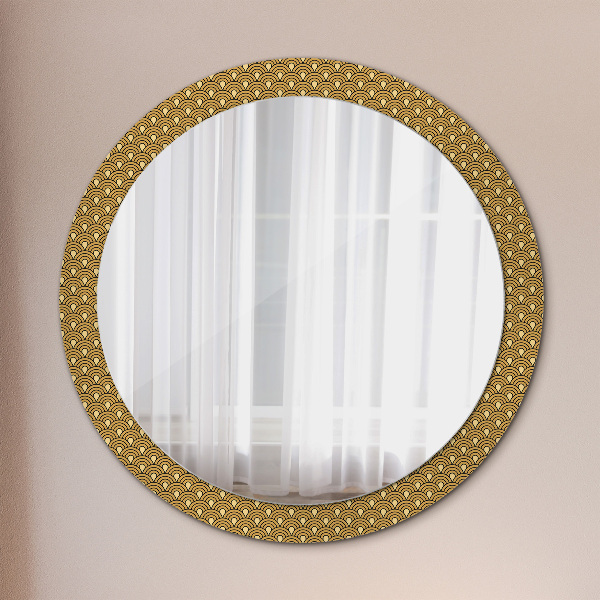 Miroir rond cadre avec impression Déco vintage